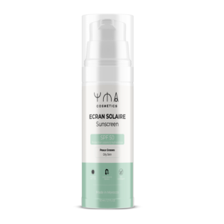 Écran solaire matifiant SPF50 invisible YMA Cosmetics pour peaux grasses, flacon 50 ml