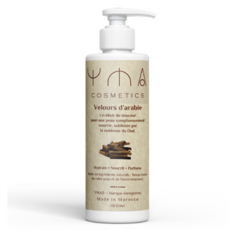 Lait corps oud hydratant Velours d'Arabie YMA Cosmetics, flacon pompe 100 ml
