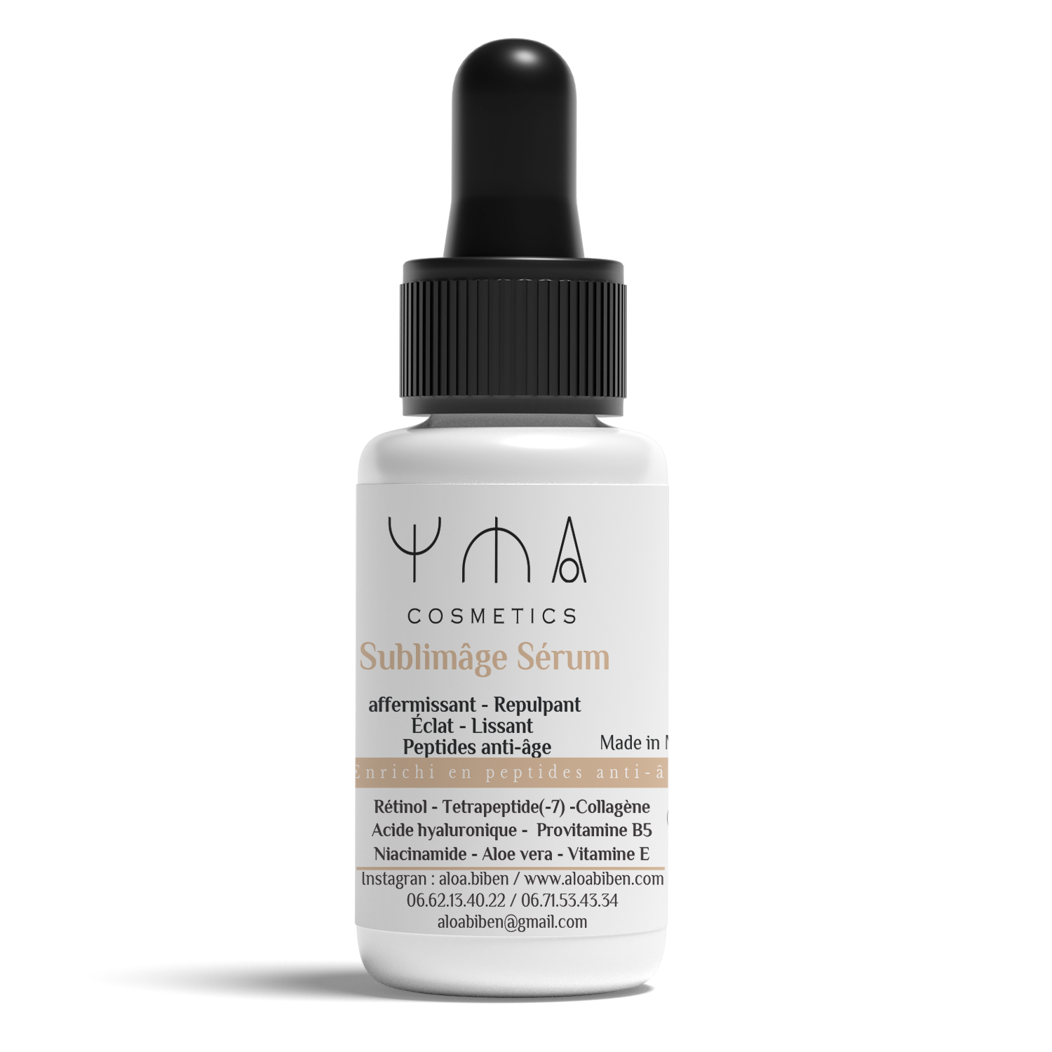 Sérum sublimage anti-âge YMA Cosmetics 30 ml – rétinol, peptides, DMAE, acide hyaluronique
